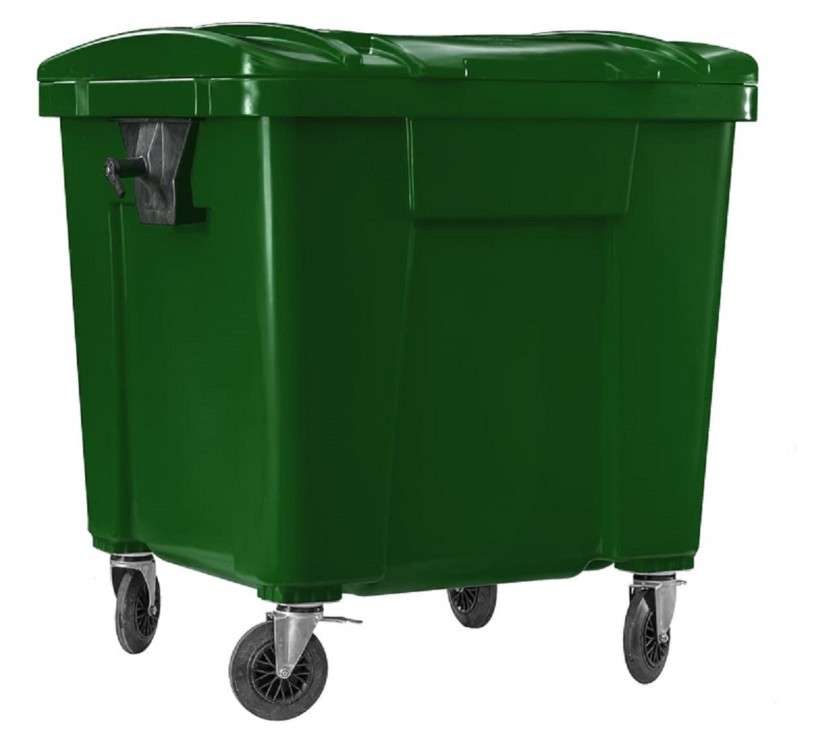 Антивандальный мусорный бак для ТБО 1100 л с крышкой на колесах