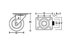 Колесные опоры, поворотные колеса и поворотные колеса с тормозом, серая резина (платформенное крепление)