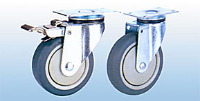 Колесные опоры поворотные и поворотные с тормозом, термо пластическая резина (платформенное крепление)