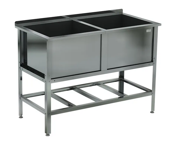 Ванна моечная двухсекционная сварная с бортом серии ВМСБ/2