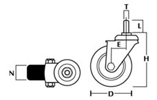 Колесные опоры, поворотные колеса и поворотные колеса с тормозом, серая резина (болтовое крепление)