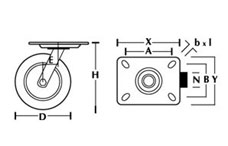 Колесные опоры поворотные, пневматические камерные (платформенное крепление)