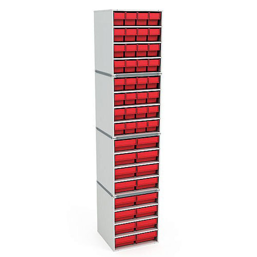 Кассетница на 4 яруса с красными ящиками изображение